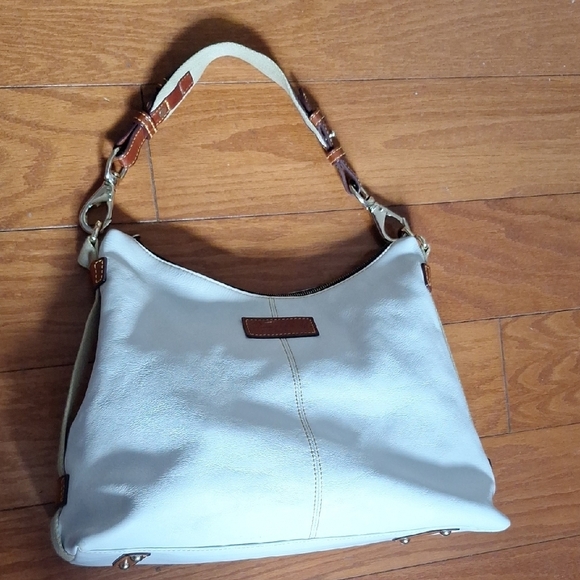 Dooney & Bourke Handbags - Dooney & Bourke Cream and Brown Leather Shoulder Bag